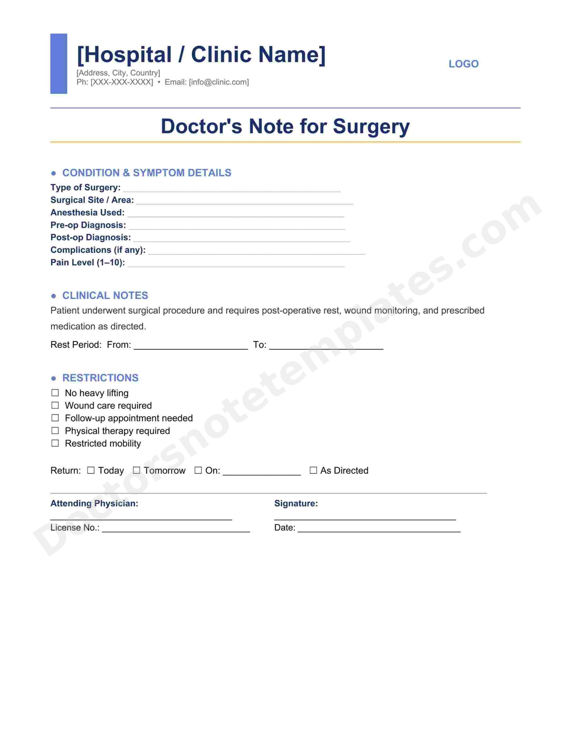 Doctor's Note for Surgery Recovery & Medical Leave - Image 3