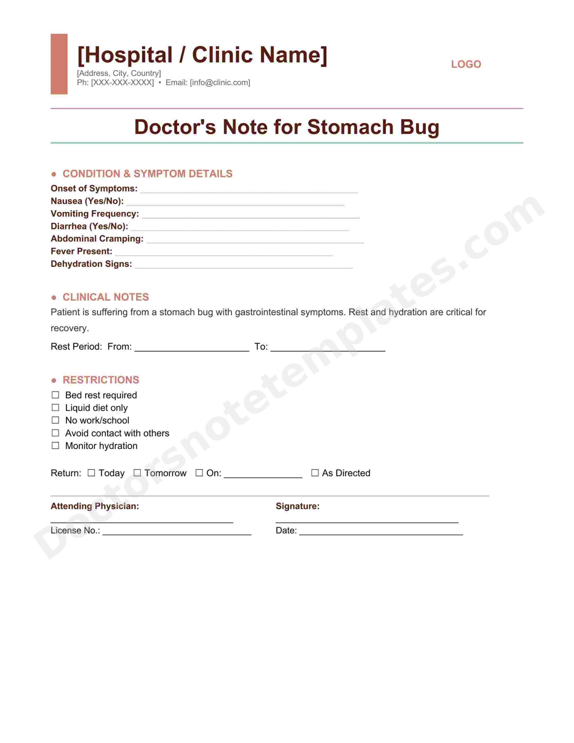 Doctor's Note for Stomach Bug Sick Leave Proof - Image 4