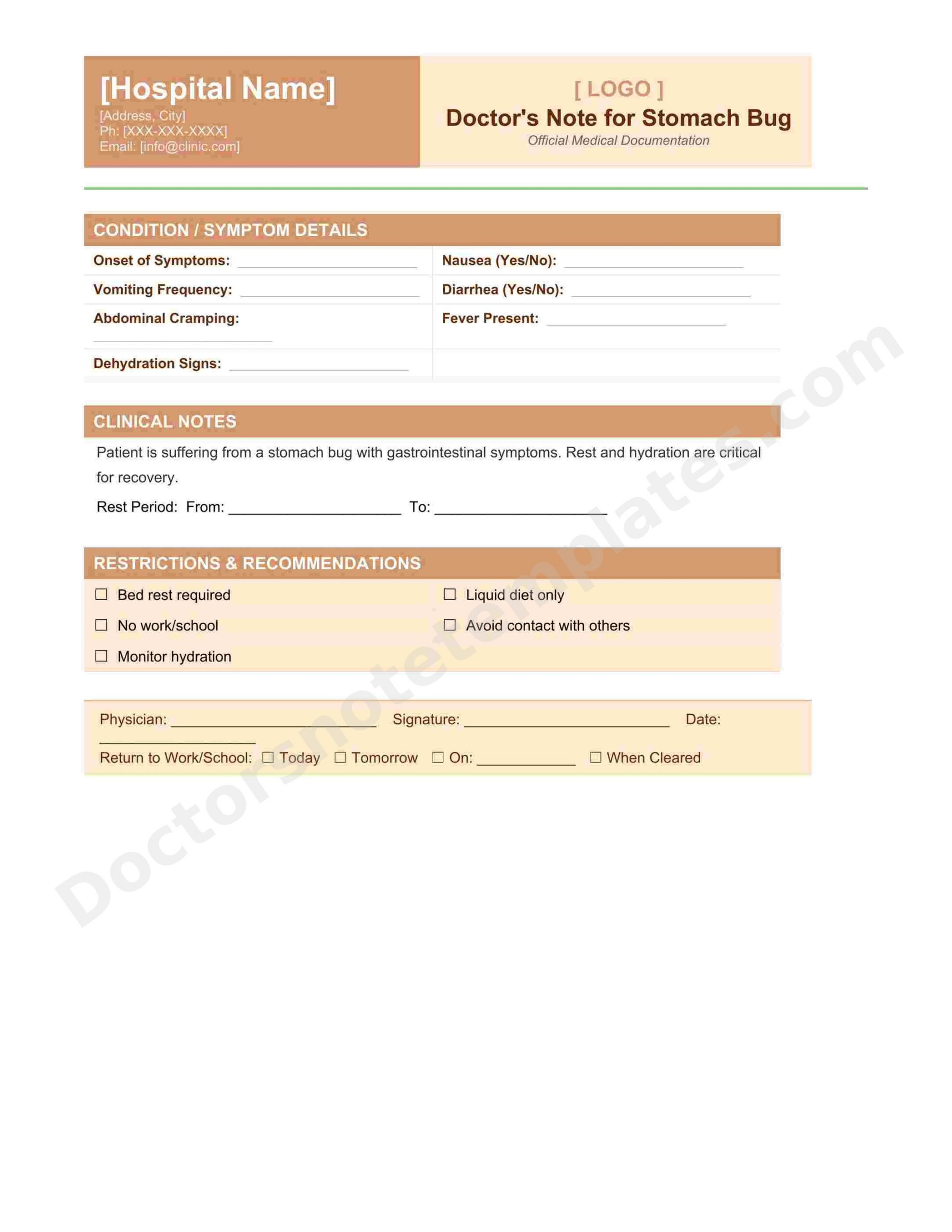Doctor's Note for Stomach Bug Sick Leave Proof - Image 3