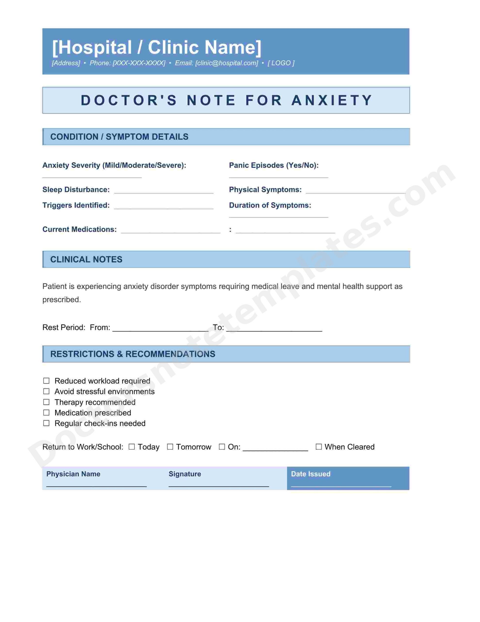 Doctor's Note for Anxiety Mental Health Leave - Image 4