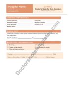 Doctor's Note for Car Accident Injury Leave Proof