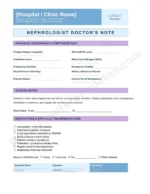 Nephrologist Doctor's Note for Kidney Health