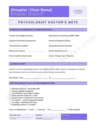 Psychologist Doctor's Note for Therapy Support