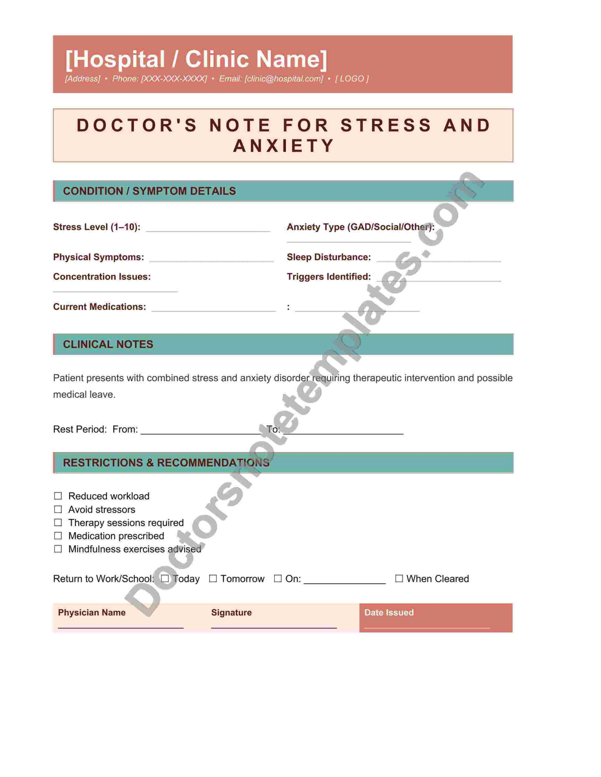 Doctor's Note for Stress and Anxiety Leave Proof - Image 4
