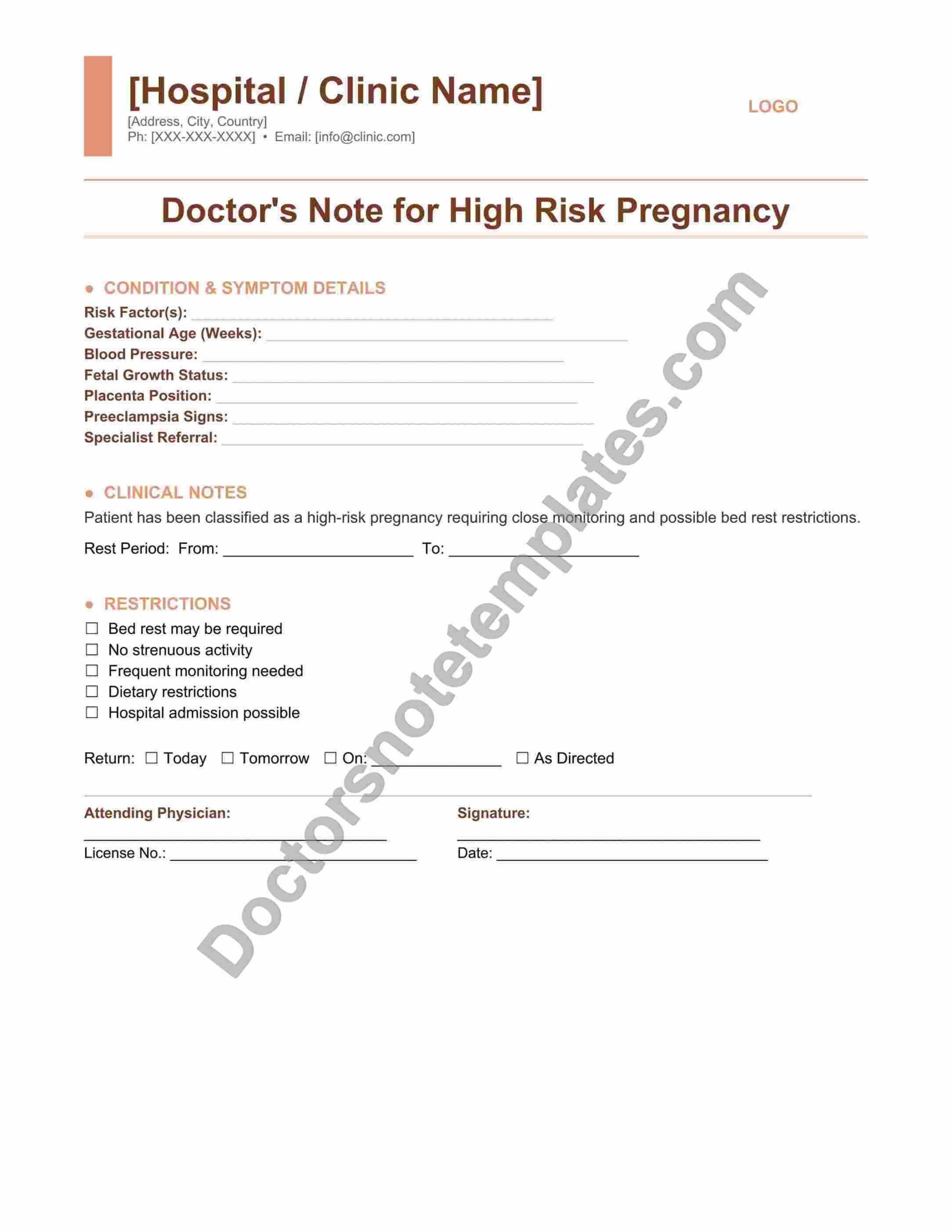 Doctor's Note for High Risk Pregnancy Leave Proof - Image 3