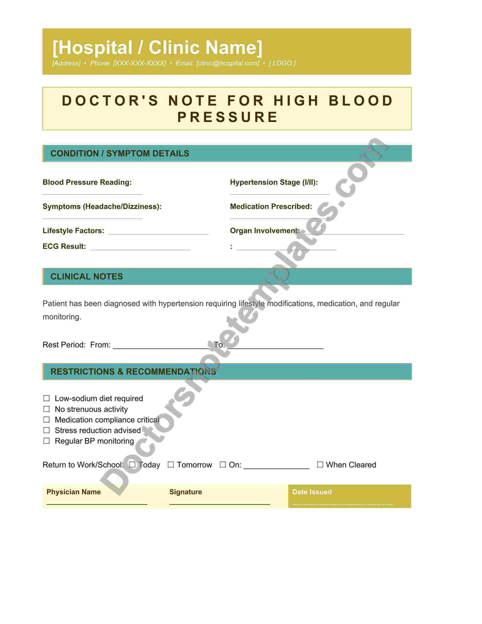 Doctor's Note for High Blood Pressure Leave - Image 4