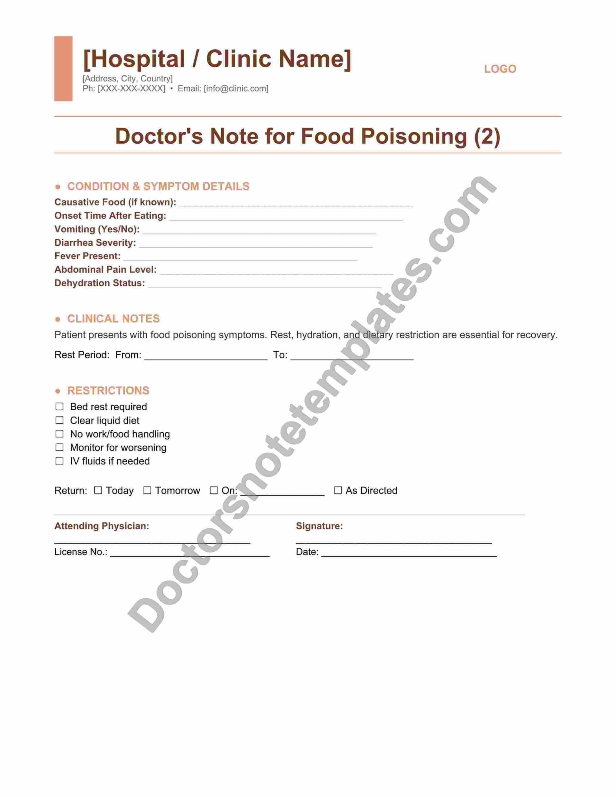 Doctor's Note for Food Poisoning Illness Leave - Image 3