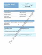 Doctor's Note for Light Sensitivity Condition