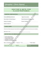 Doctor's Note for Claustrophobia Anxiety Leave