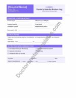 Doctor's Note for Broken Leg Injury Leave Proof