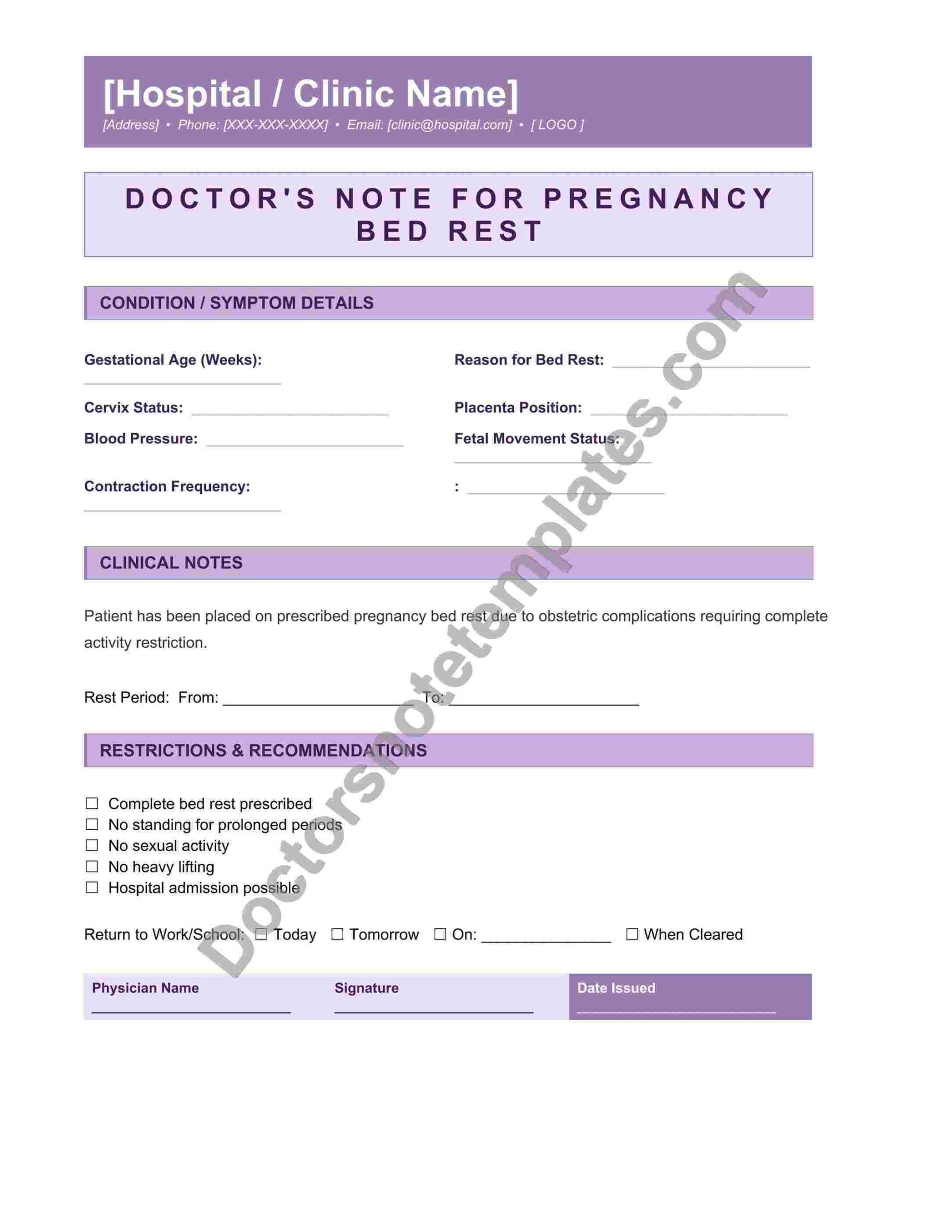 Doctor's Note for Pregnancy Bed Rest Leave Proof - Image 4