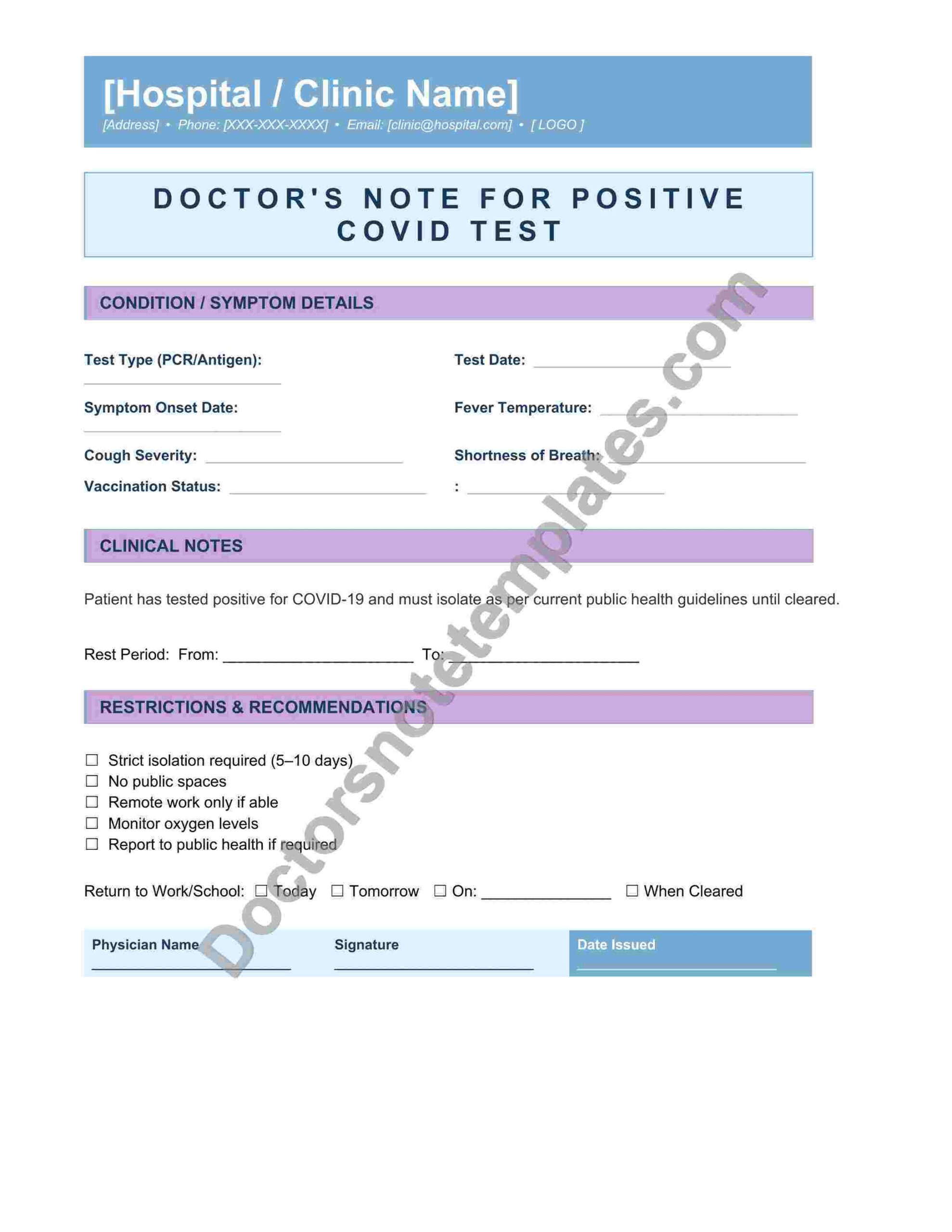 Doctor's Note for COVID Positive Test Leave - Image 4