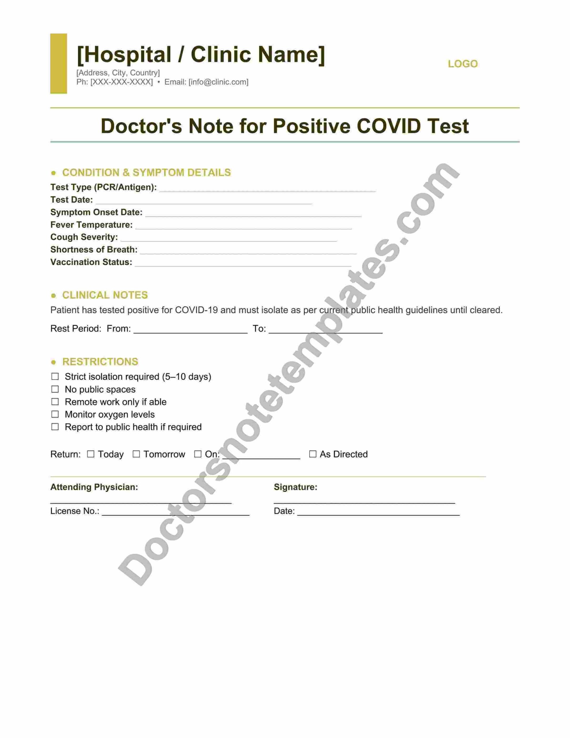 Doctor's Note for COVID Positive Test Leave - Image 3