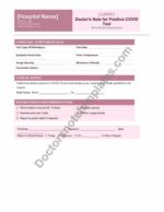Doctor's Note for COVID Positive Test Leave