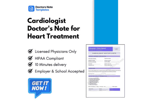 Cardiologist Doctor's Note for Heart Treatment