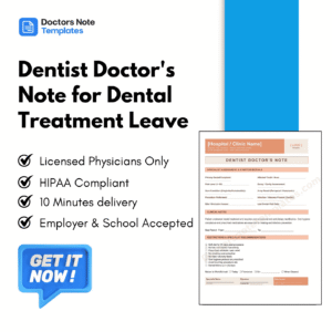Dentist Doctor's Note for Dental Treatment Leave