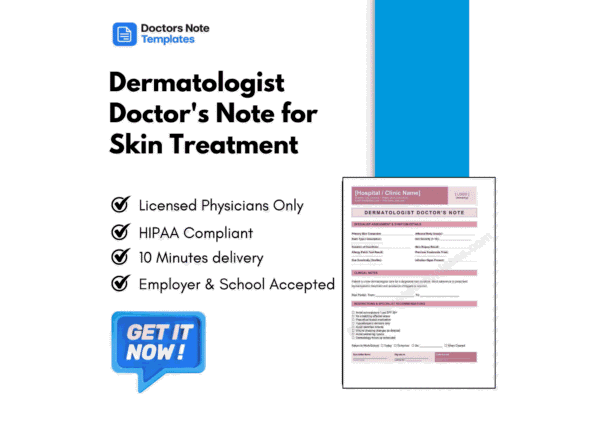 Dermatologist Doctor's Note for Skin Treatment