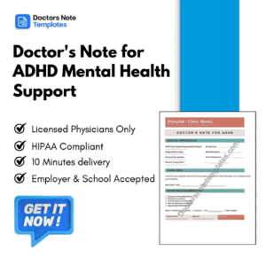 Doctor's Note for ADHD Mental Health Support