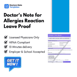 Doctor's Note for Allergies Reaction Leave Proof