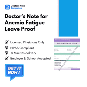 Doctor's Note for Anemia Fatigue Leave Proof