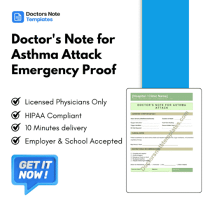 Doctor's Note for Asthma Attack Emergency Proof