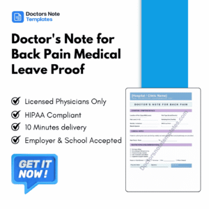 Doctor's Note for Back Pain Medical Leave Proof