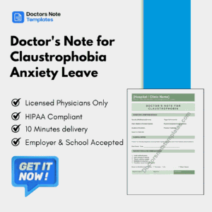 Doctor's Note for Claustrophobia Anxiety Leave