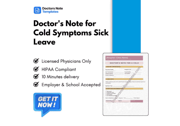 Doctor's Note for Cold Symptoms Sick Leave