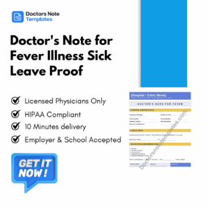 Doctor's Note for Fever Illness Sick Leave Proof