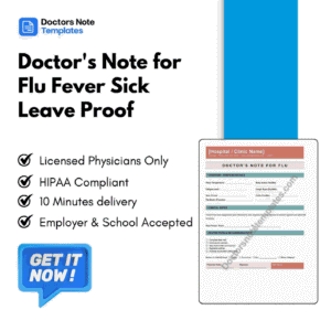 Doctor's Note for Flu Fever Sick Leave Proof