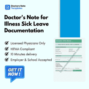 Doctor's Note for Illness Sick Leave Documentation
