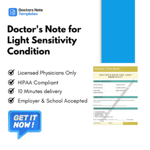 Doctor's Note for Light Sensitivity Condition