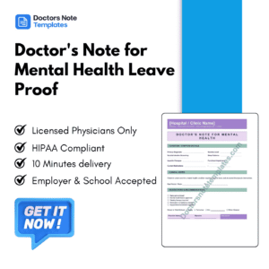 Doctor's Note for Mental Health Leave Proof