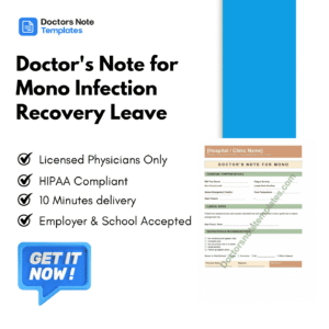 Doctor's Note for Mono Infection Recovery Leave