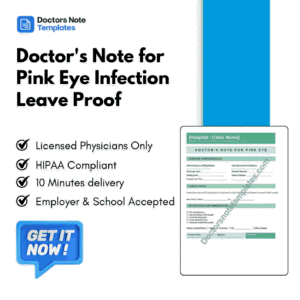 Doctor's Note for Pink Eye Infection Leave Proof