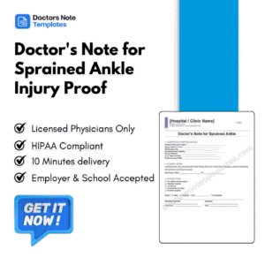 Doctor's Note for Sprained Ankle Injury Proof