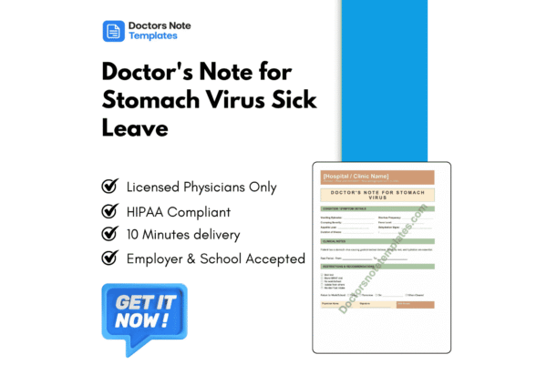 Doctor's Note for stomach virus