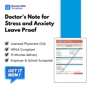 Doctor's Note for Stress and Anxiety Leave Proof