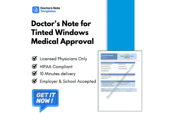 Doctor's Note for Tinted Windows Medical Approval