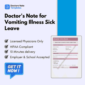 Doctor's Note for Vomiting Illness Sick Leave