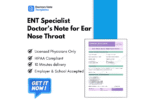 ENT Specialist Doctor's Note for Ear Nose Throat