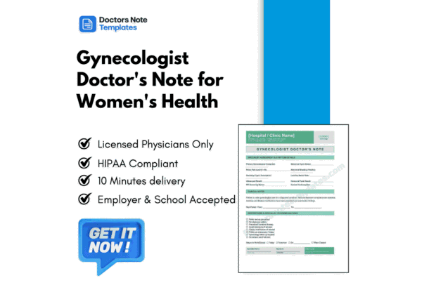 Gynecologist Doctor's Note for Women's Health