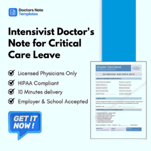 Intensivist Doctor's Note for Critical Care Leave