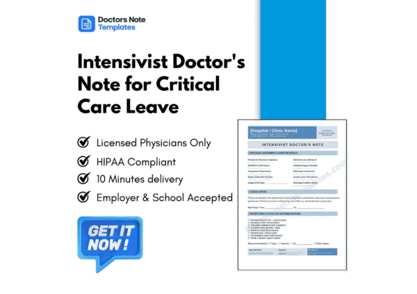 Intensivist Doctor's Note for Critical Care Leave