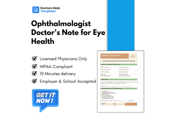 Ophthalmologist Doctor's Note for Eye Health