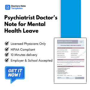 Psychiatrist Doctor's Note for Mental Health Leave