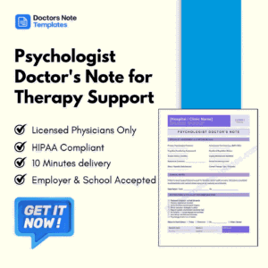 Psychologist Doctor's Note for Therapy Support