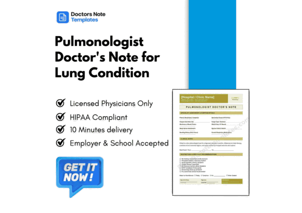 Pulmonologist Doctor's Note for Lung Condition