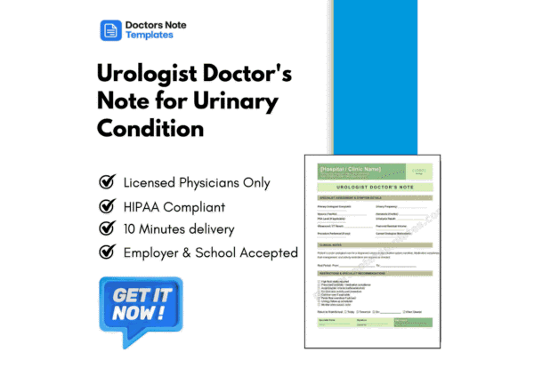 Urologist Doctor's Note for Urinary Condition